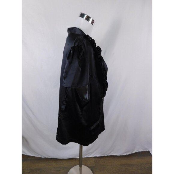 Dots Blazer Womens 2X Black Short Sleeve Ruffle Trim Satin Look Button Front - Picture 8 of 12
